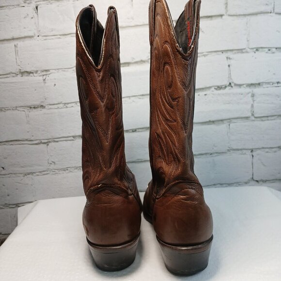 MENS VINTAGE LAREDO COWBOY BOOTS BROWN LEATHER POINT TOE SIZE 8.5 EE - Picture 10 of 12